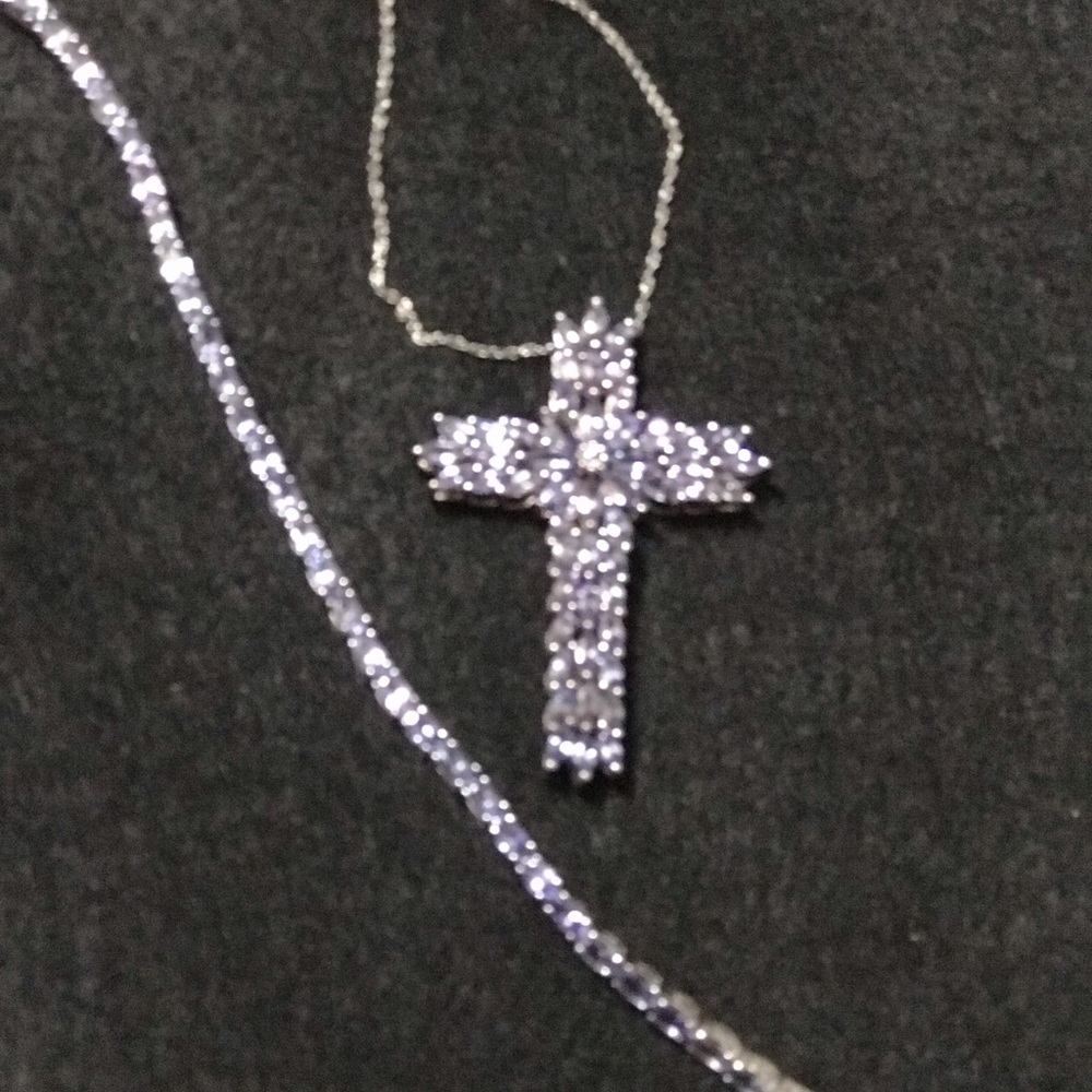 Amethyst cross necklace and bracelet